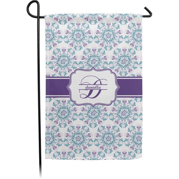 Custom Mandala Floral Small Garden Flag - Double Sided w/ Name and Initial