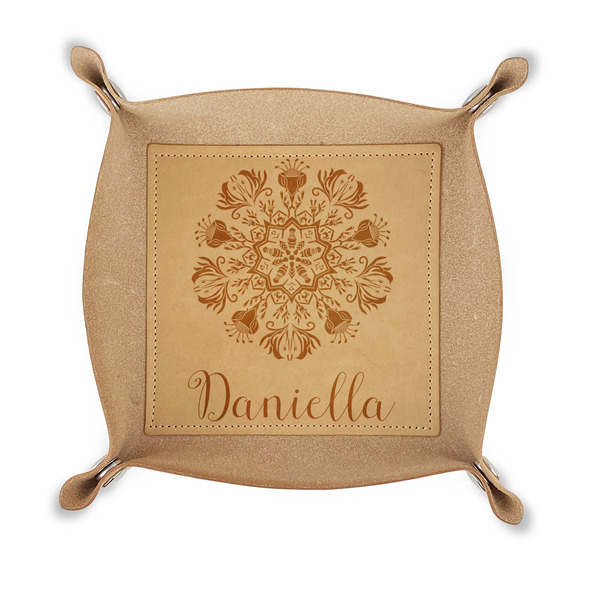 Custom Mandala Floral Genuine Leather Valet Tray (Personalized)