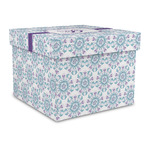 Mandala Floral Gift Box with Lid - Canvas Wrapped - Large (Personalized)