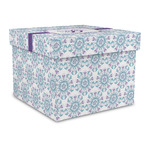 Mandala Floral Gift Box with Lid - Canvas Wrapped - Large (Personalized)