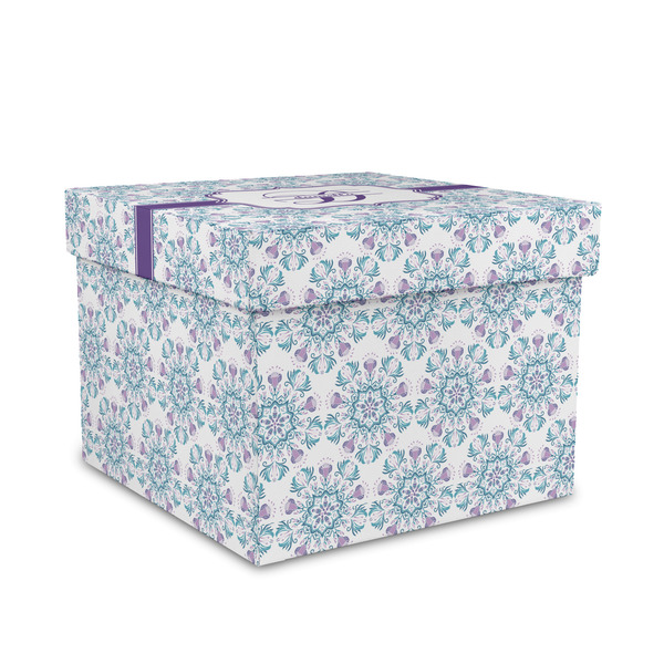 Custom Mandala Floral Gift Box with Lid - Canvas Wrapped - Medium (Personalized)