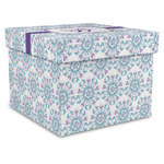 Mandala Floral Gift Box with Lid - Canvas Wrapped - XX-Large (Personalized)
