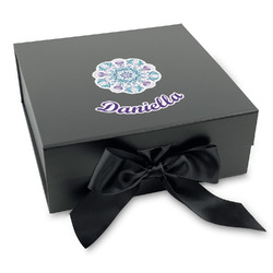 Mandala Floral Gift Box with Magnetic Lid - Black (Personalized)