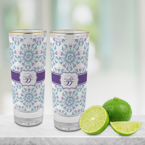 Mandala Floral Glass Shot Glass - 2 oz - LIFESTYLE