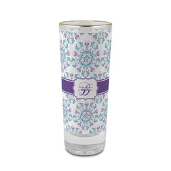 Mandala Floral 2 oz Shot Glass -  Glass with Gold Rim - Set of 4 (Personalized)