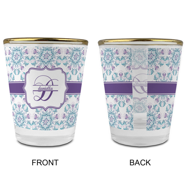 Mandala Floral Glass Shot Glass - with gold rim - APPROVAL