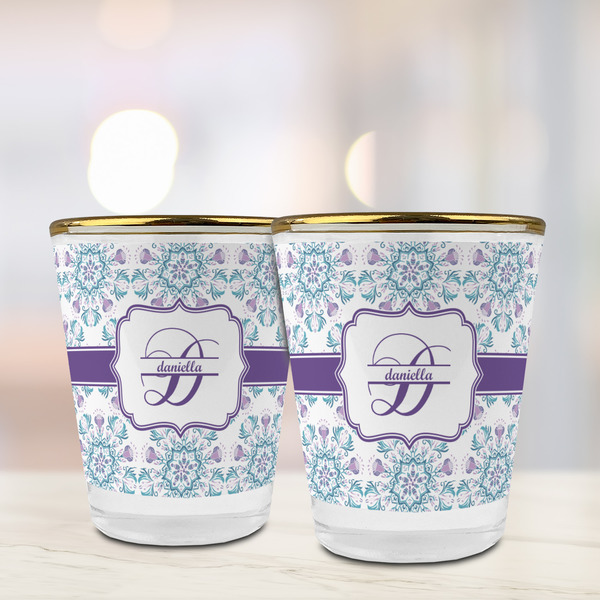 Mandala Floral Glass Shot Glass - with gold rim - LIFESTYLE