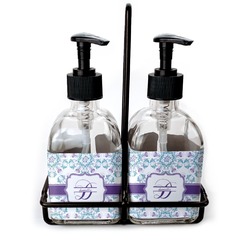 Mandala Floral Glass Soap & Lotion Bottle Set (Personalized)