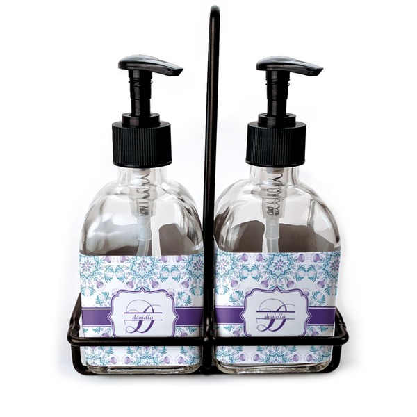 Custom Mandala Floral Glass Soap & Lotion Bottle Set (Personalized)