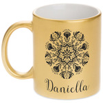Mandala Floral Metallic Gold Mug (Personalized)