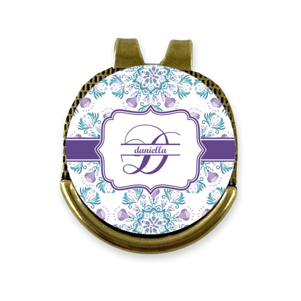 Custom Mandala Floral Golf Ball Marker - Hat Clip - Gold