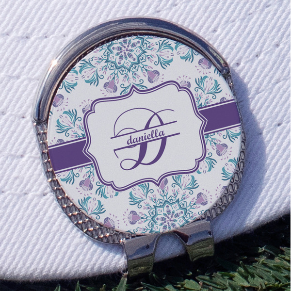 Custom Mandala Floral Golf Ball Marker - Hat Clip