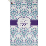 Mandala Floral Golf Towel - Poly-Cotton Blend - Small w/ Name and Initial