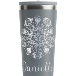 Mandala Floral RTIC Everyday Tumbler with Straw - 28oz - Grey - Single-Sided (Personalized)