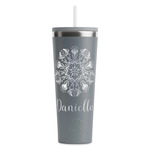Mandala Floral RTIC Everyday Tumbler with Straw - 28oz - Grey - Single-Sided (Personalized)