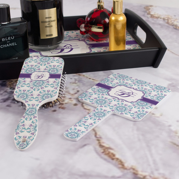 Mandala Floral Hair Brush and Hand Mirror - Bathroom Scene