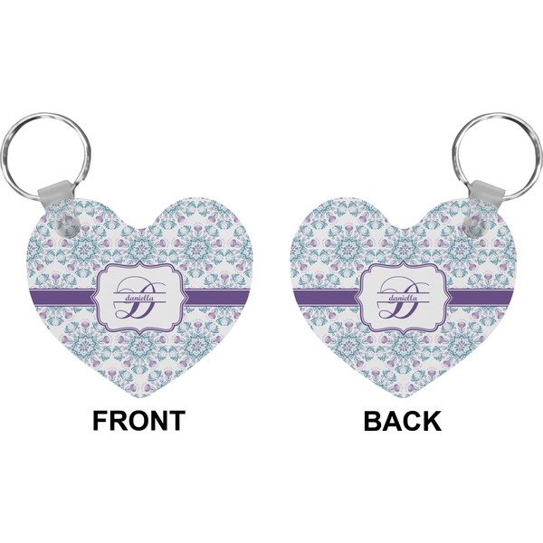 Mandala Floral Heart Keychain (Front + Back)