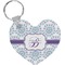Mandala Floral Heart Plastic Keychain w/ Name and Initial