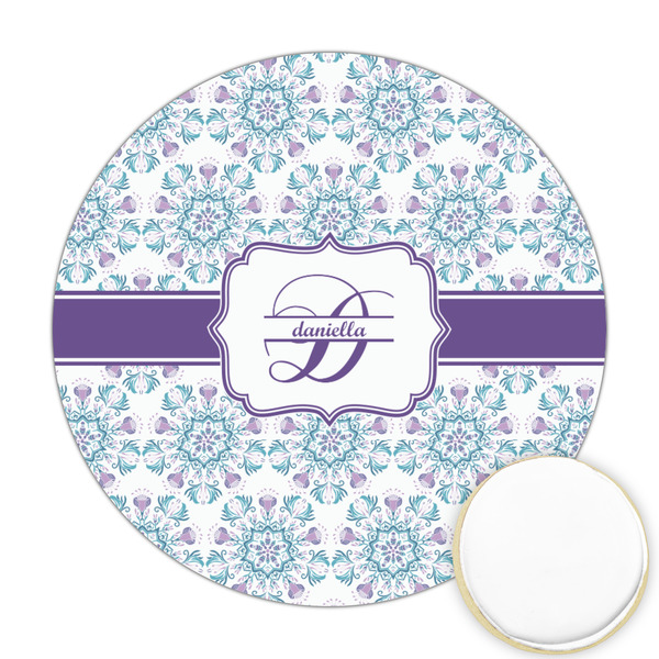 Custom Mandala Floral Printed Cookie Topper - Round (Personalized)
