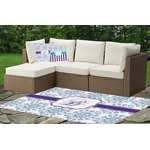 Mandala Floral Indoor / Outdoor Rug - Custom Size w/ Name and Initial