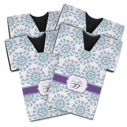 Mandala Floral Jersey Bottle Cooler - Set of 4 (Personalized)