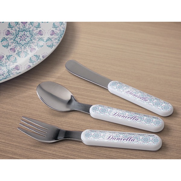 Mandala Floral Kids Flatware w/ Plate