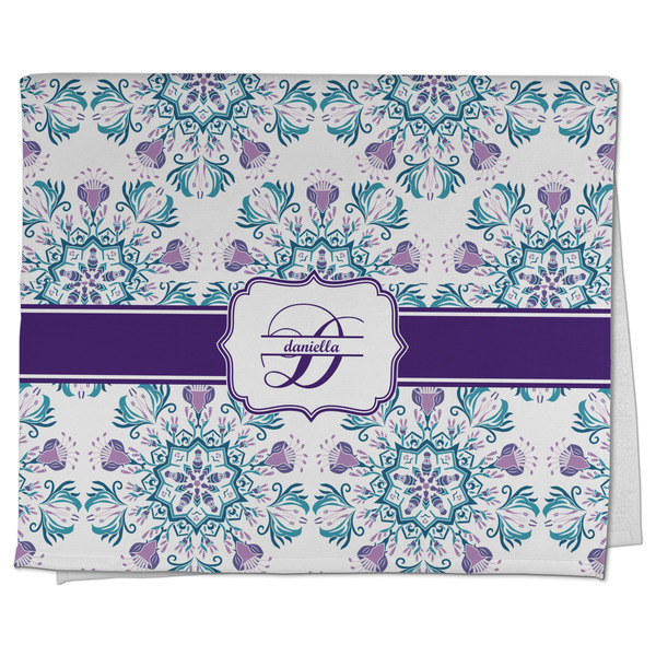 Custom Mandala Floral Kitchen Towel - Poly Cotton w/ Name and Initial