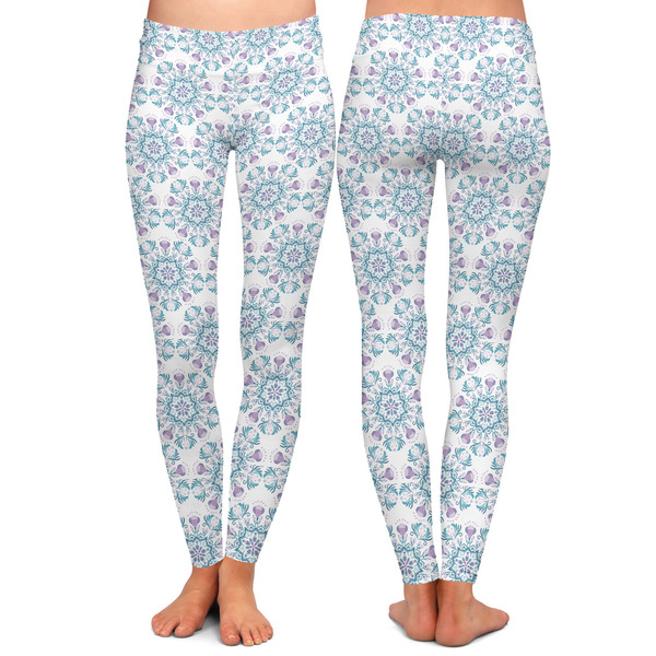 Mandala Floral Ladies Leggings - Front and Back