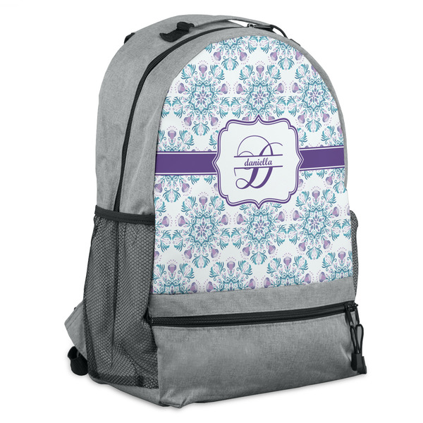 Custom Mandala Floral Backpack - Grey (Personalized)