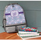 Mandala Floral Large Backpack - Gray - On Desk