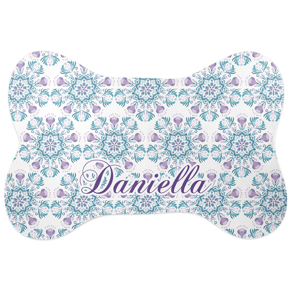 Custom Mandala Floral Bone Shaped Dog Food Mat (Personalized)