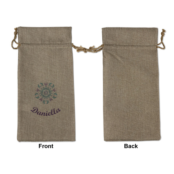 Mandala Floral Large Burlap Gift Bags - Front Approval