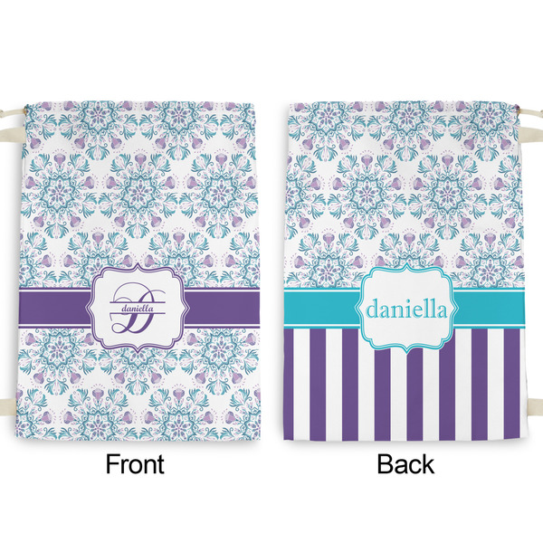 Mandala Floral Large Laundry Bag - Front & Back View