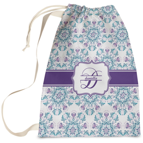 Custom Mandala Floral Laundry Bag - Large (Personalized)