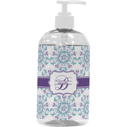 Mandala Floral Plastic Soap / Lotion Dispenser (16 oz - Large - White) (Personalized)