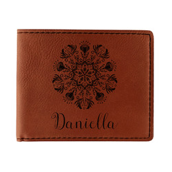 Mandala Floral Leatherette Bifold Wallet - Single Sided (Personalized)