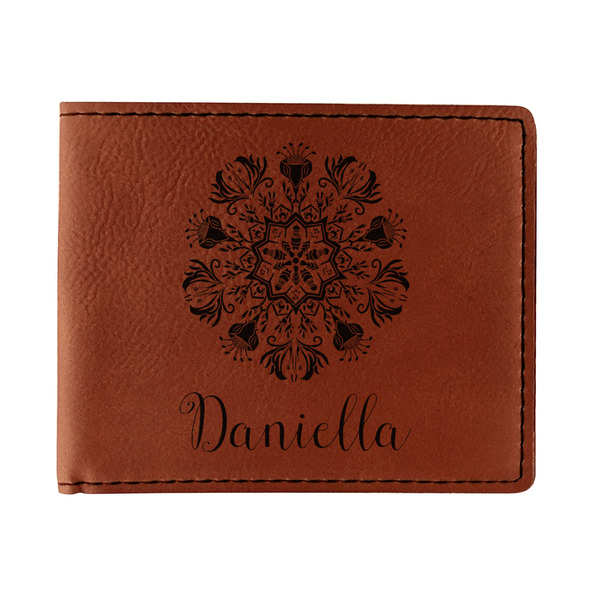 Custom Mandala Floral Leatherette Bifold Wallet (Personalized)