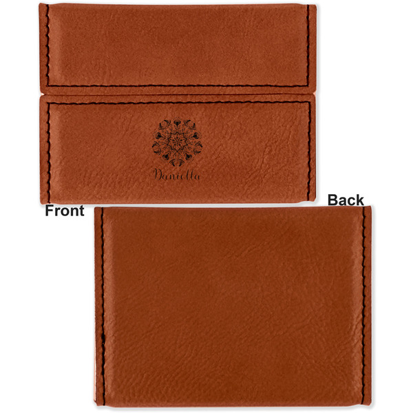 Mandala Floral Leather Business Card Holder Front Back Single Sided - Apvl