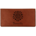 Mandala Floral Leatherette Checkbook Holder (Personalized)
