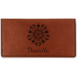Mandala Floral Leatherette Checkbook Holder (Personalized)