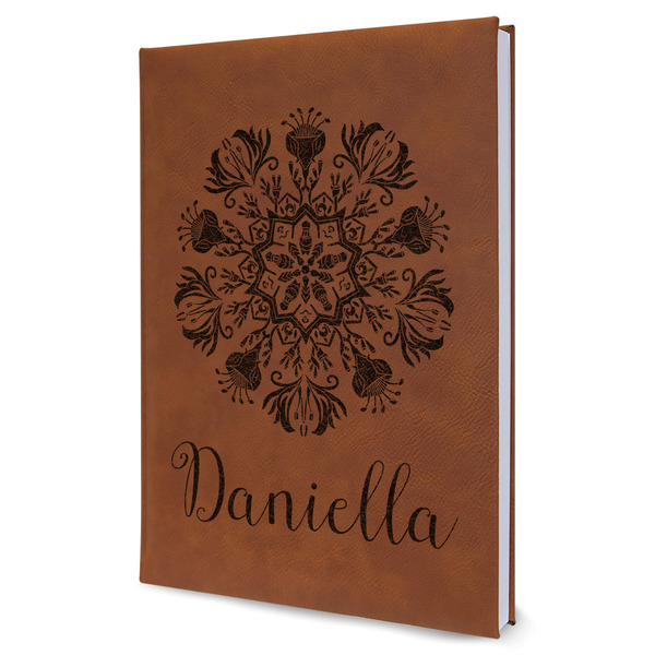 Custom Mandala Floral Leather Sketchbook - Large - Double Sided (Personalized)