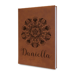 Mandala Floral Leather Sketchbook - Small - Single Sided (Personalized)