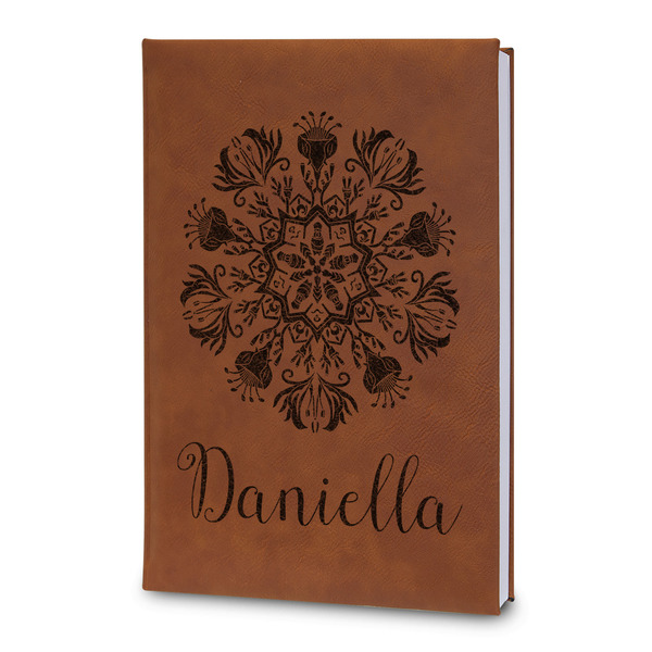 Custom Mandala Floral Leatherette Journal - Large - Double Sided (Personalized)