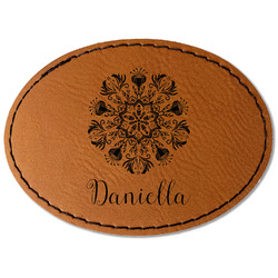 Mandala Floral Faux Leather Iron On Patch - Oval (Personalized)
