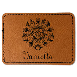 Mandala Floral Faux Leather Iron On Patch - Rectangle (Personalized)