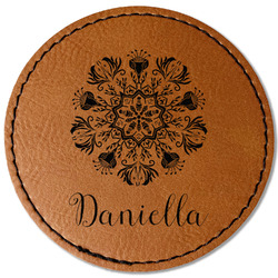 Mandala Floral Faux Leather Iron On Patch - Round (Personalized)