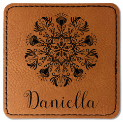 Mandala Floral Faux Leather Iron On Patch - Square (Personalized)