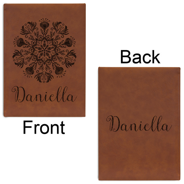 Mandala Floral Leatherette Sketchbooks - Large - Double Sided - Front & Back View