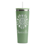 Mandala Floral RTIC Everyday Tumbler with Straw - 28oz - Light Green - Single-Sided (Personalized)