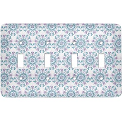 Mandala Floral Light Switch Cover (4 Toggle Plate)